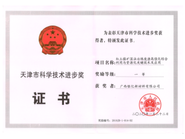 天津市科學(xué)進步一等獎